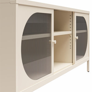 Mr. Kate Luna Metal TV Stand with Fluted Glass for 65" TVs - Parchment
