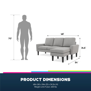 DHP Farnsworth Sectional Sofa - Gray
