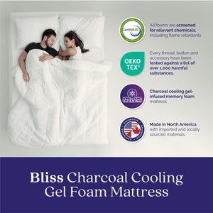 Signature Sleep Bliss 12" Charcoal Cool Gel Memory Foam Mattress - White - Queen
