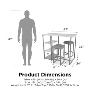 Novogratz Nora 3-Piece Dining Set - Gray