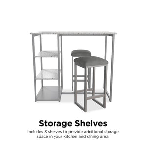 Novogratz Nora 3-Piece Dining Set - Gray