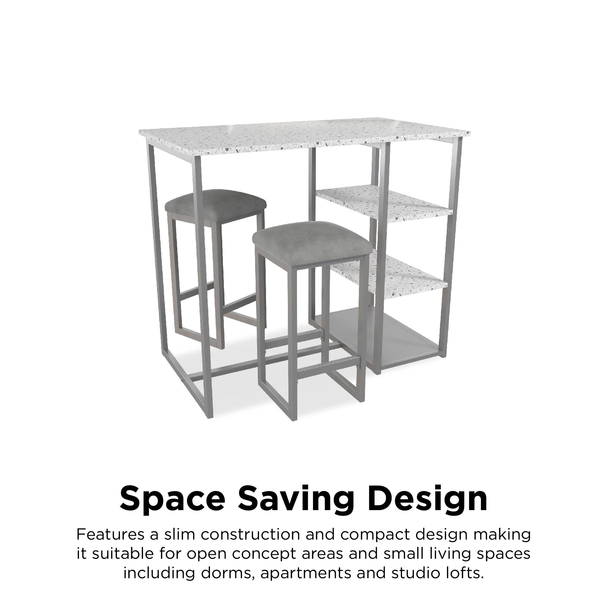 Novogratz Nora 3-Piece Dining Set - Gray