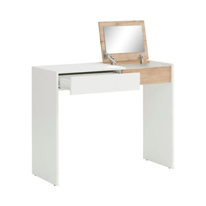 Ren Home Niles Vanity Desk with 1 Drawer and Flip-Out Mirror - Light Oak