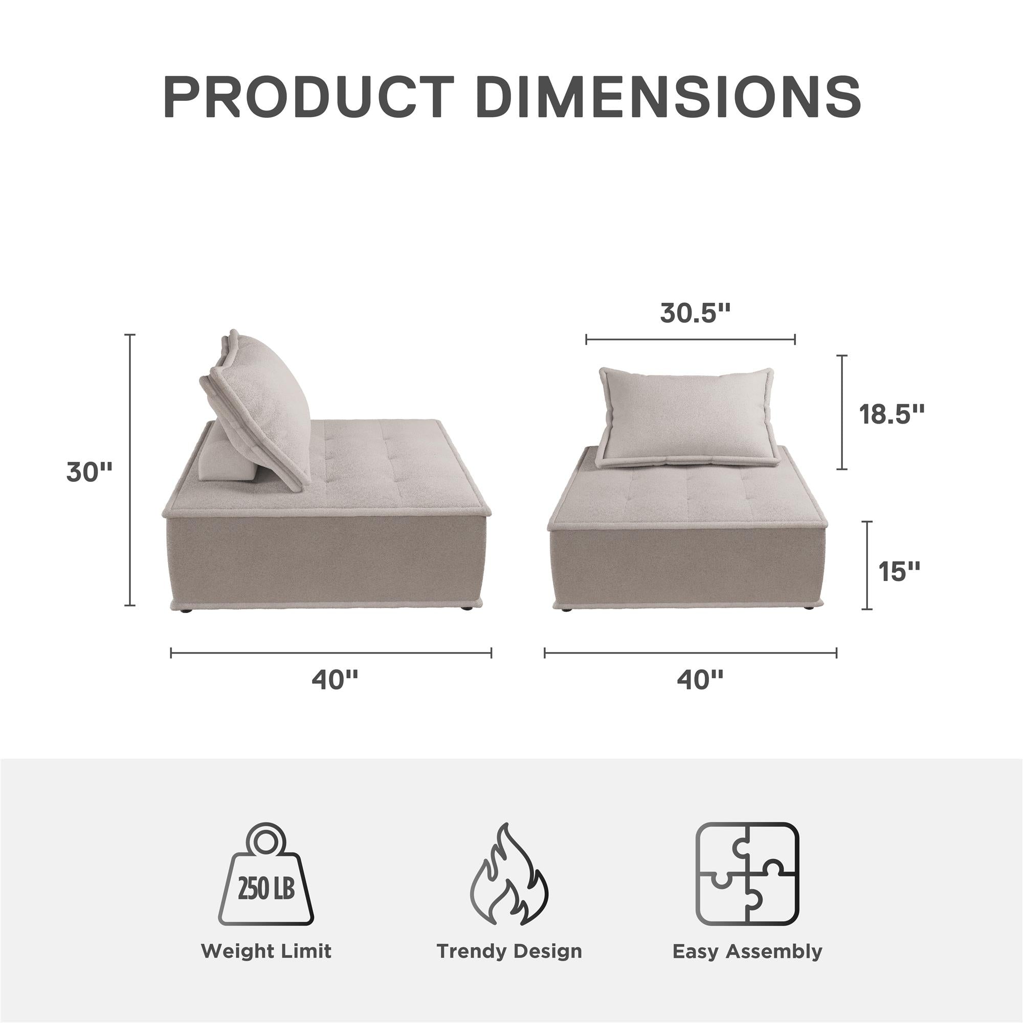 DHP Paloma Single Sofa Chair - Taupe - 1-Seater