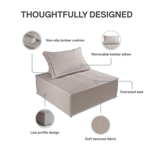 DHP Paloma Single Sofa Chair - Taupe - 1-Seater
