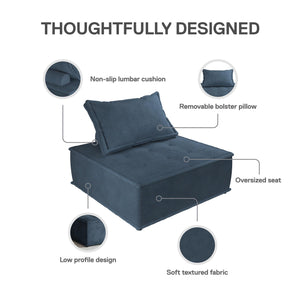 DHP Paloma Single Sofa Chair - Navy - 1-Seater