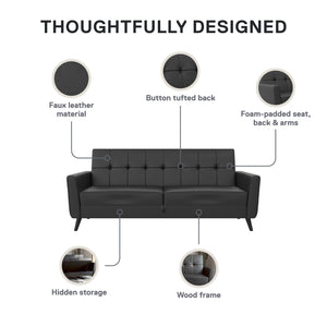 DHP Parker Futon Sofa Bed with Storage - Black