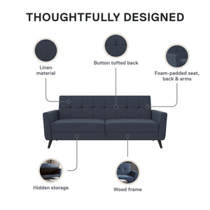 DHP Parker Futon Sofa Bed with Storage - Blue