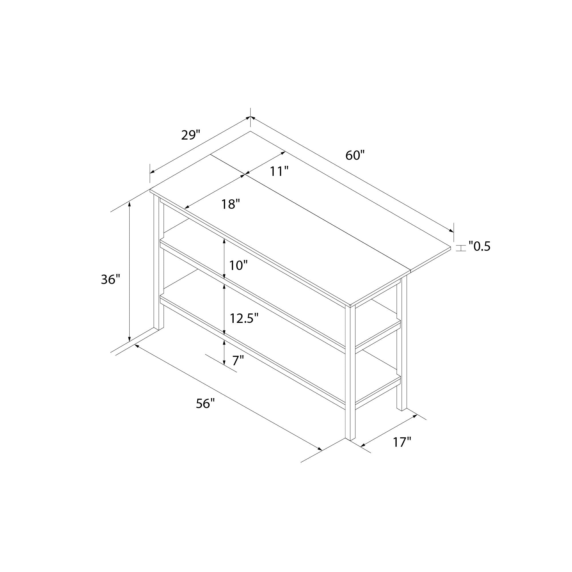 Novogratz Tallen 60" Flip Kitchen Island Table - Walnut - 60"