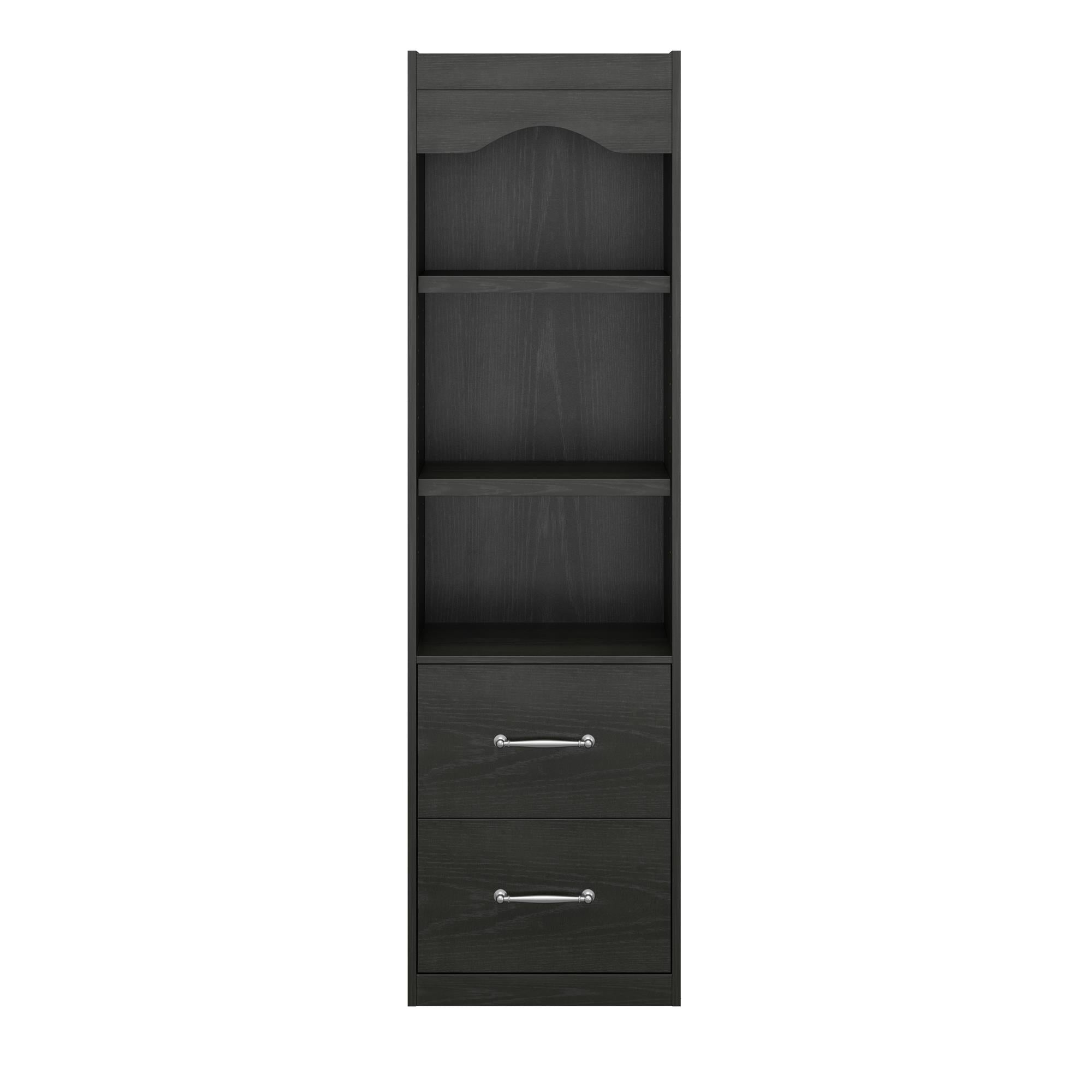 Novogratz Her Majesty 2-Drawer Storage Cabinet-Style Bookcase with Drawers - Black Oak