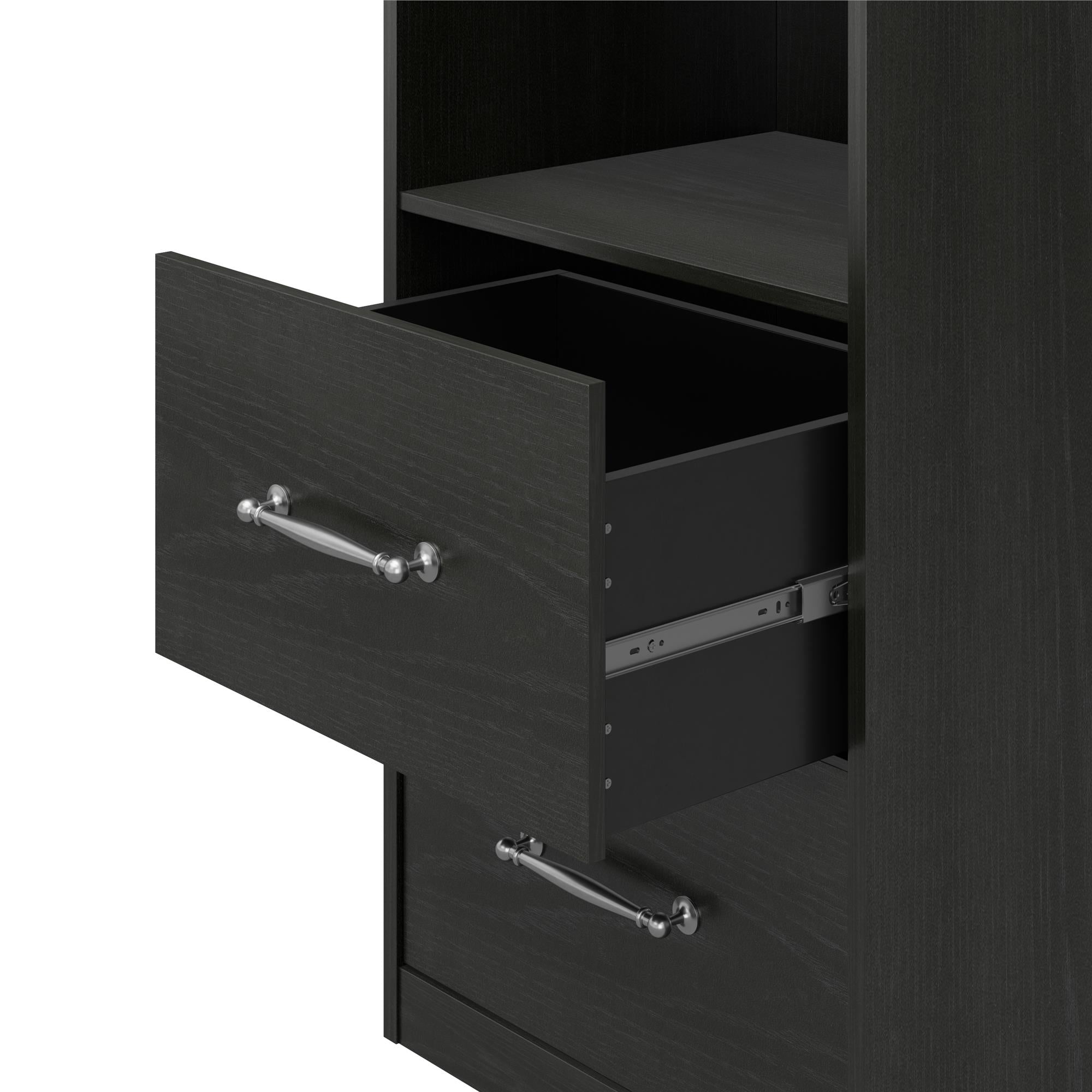 Novogratz Her Majesty 2-Drawer Storage Cabinet-Style Bookcase with Drawers - Black Oak