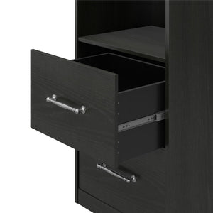 Novogratz Her Majesty 2-Drawer Storage Cabinet-Style Bookcase with Drawers - Black Oak
