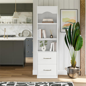 Novogratz Her Majesty 2-Drawer Storage Cabinet-Style Bookcase with Drawers - White