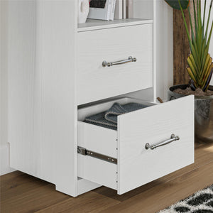 Novogratz Her Majesty 2-Drawer Storage Cabinet-Style Bookcase with Drawers - White