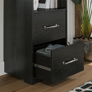 Novogratz Her Majesty 2-Drawer Storage Cabinet-Style Bookcase with Drawers - Black Oak