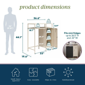Novogratz Cache Metal Locker-Style Mini Refrigerator Organizer - Parchment