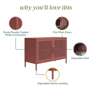Novogratz Channing 2 Door Accent Cabinet-Mesh Metal Locker - Terracotta