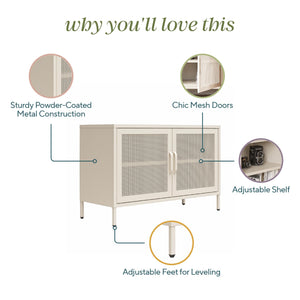 Novogratz Channing 2 Door Accent Cabinet-Mesh Metal Locker - Parchment