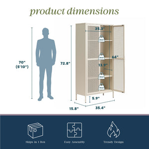 Novogratz Channing Tall 2 Door Storage Cabinet-Mesh Metal Locker - Navy
