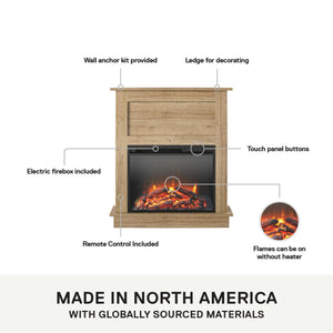 Ameriwood Home Ellsworth Electric Fireplace with Mantel - Natural