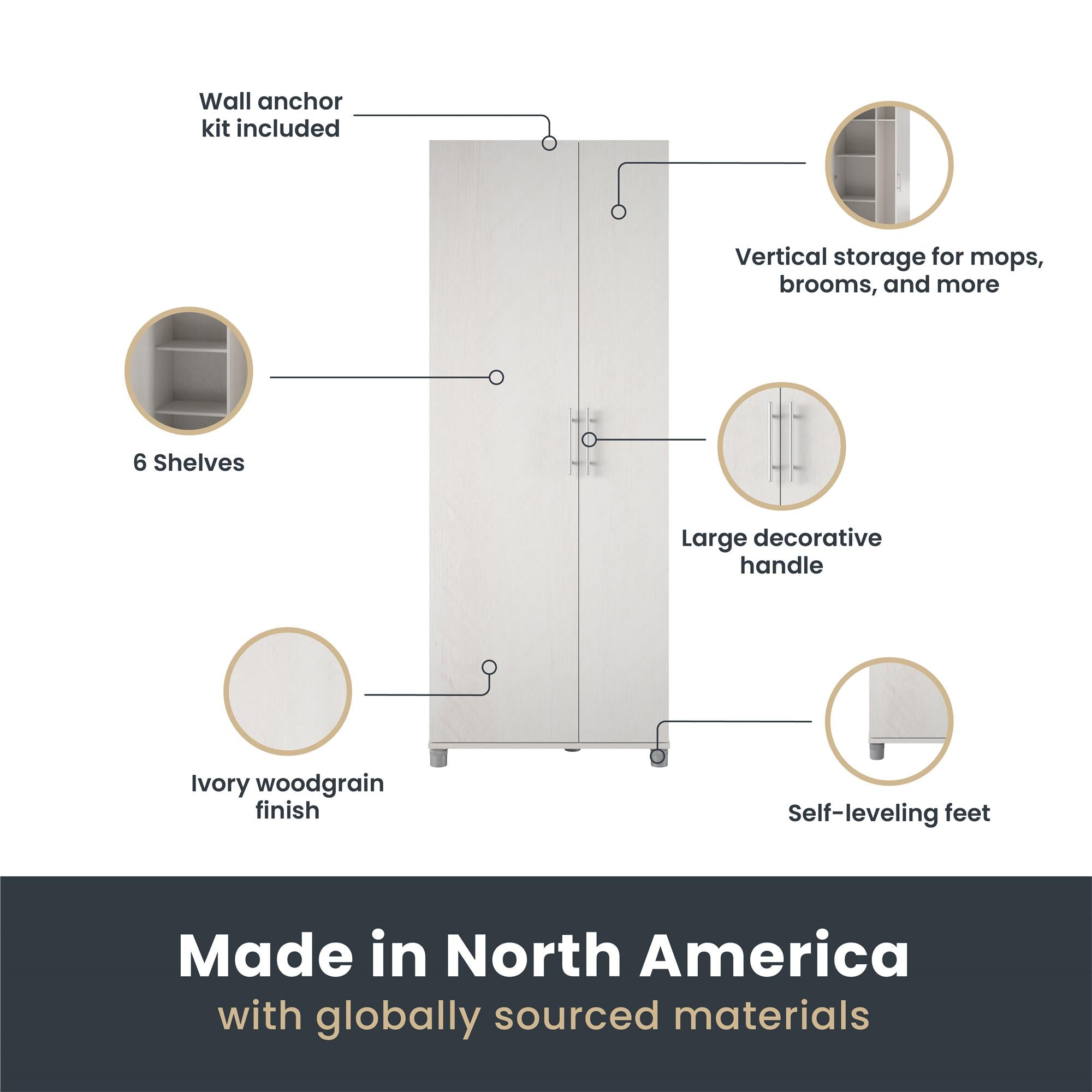 Systembuild Evolution Camberly Tall Asymmetrical Cabinet - Ivory Oak
