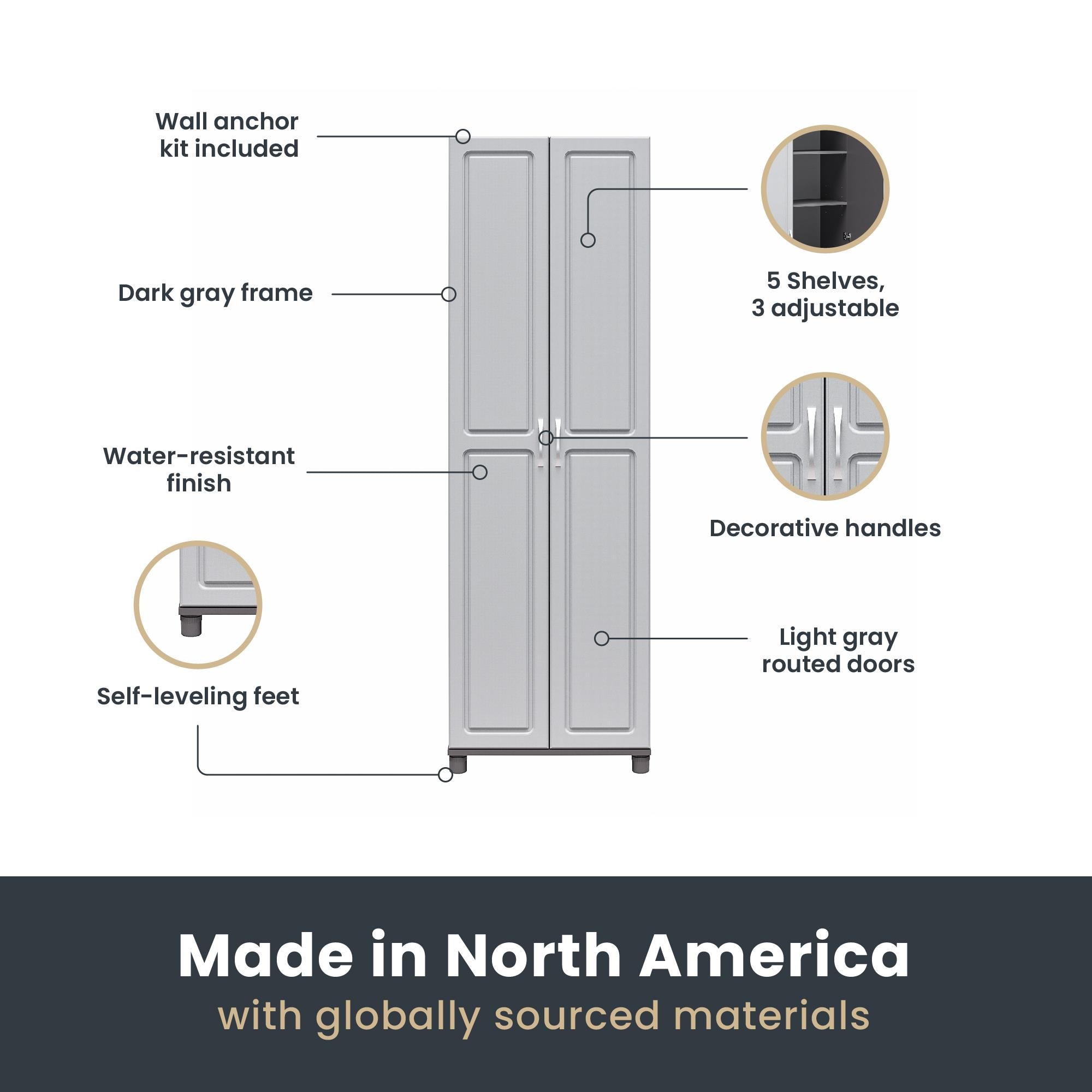 Systembuild Evolution Kendall 24" Utility Storage Cabinet - Gray