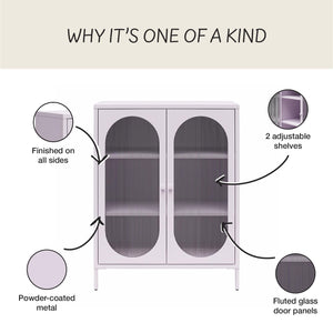 Mr. Kate Luna Short 2-Door Accent Cabinet with Fluted Glass - Lilac Metal