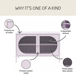 Mr. Kate Luna Wide 2-Door Accent Cabinet with Fluted Glass - Lilac Metal