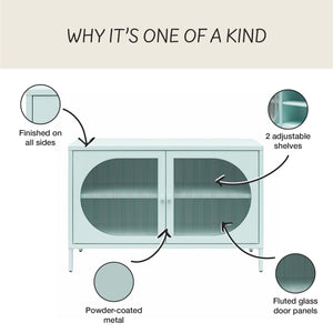 Mr. Kate Luna Wide 2-Door Accent Cabinet with Fluted Glass - Sky Blue