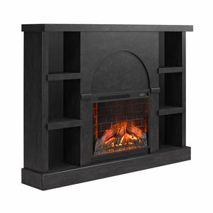 Mr. Kate Winston Fireplace Mantel with Built-in Bookshelves  - Black Plaster