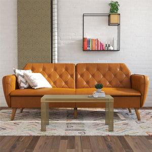 Novogratz Tallulah Memory Foam Futon Sofa Bed - Camel Faux Leather