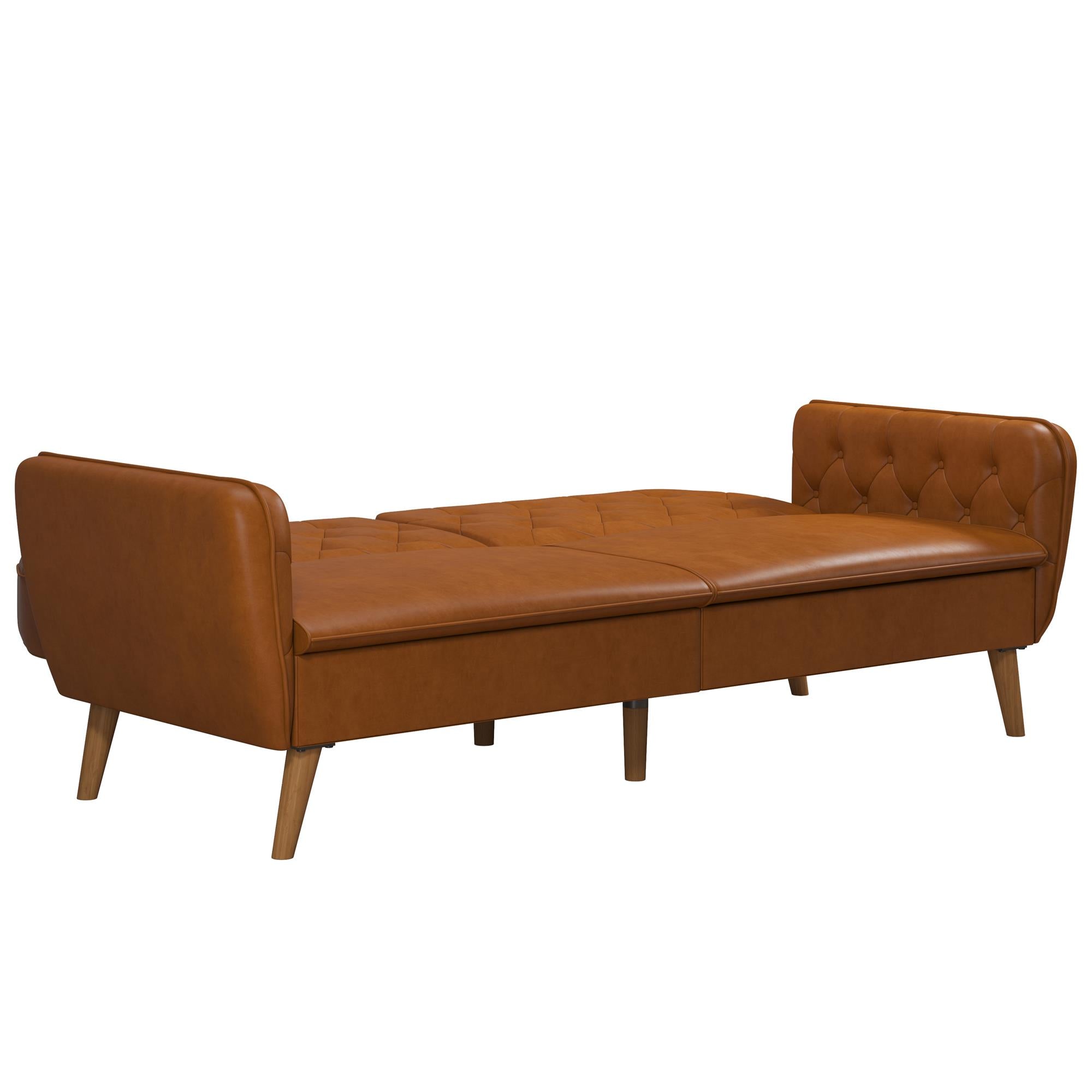 Novogratz Tallulah Memory Foam Futon Sofa Bed - Camel Faux Leather