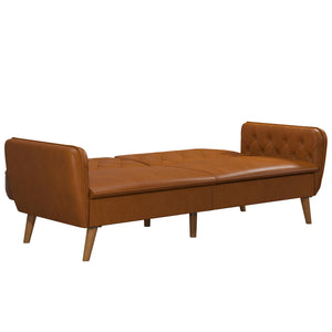 Novogratz Tallulah Memory Foam Futon Sofa Bed - Camel Faux Leather