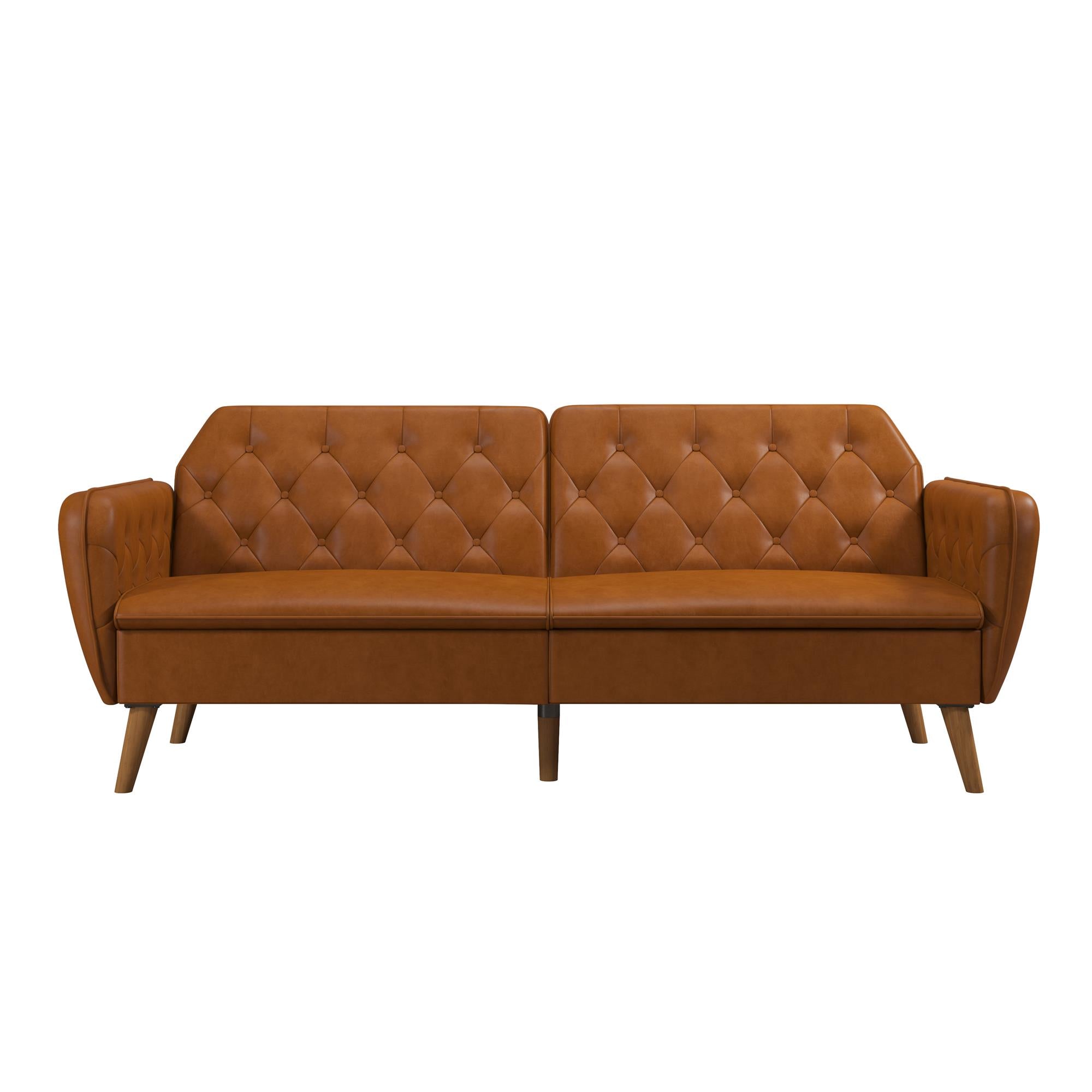 Novogratz Tallulah Memory Foam Futon Sofa Bed - Camel Faux Leather