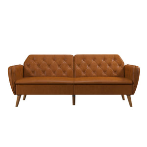 Novogratz Tallulah Memory Foam Futon Sofa Bed - Camel Faux Leather