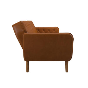 Novogratz Tallulah Memory Foam Futon Sofa Bed - Camel Faux Leather