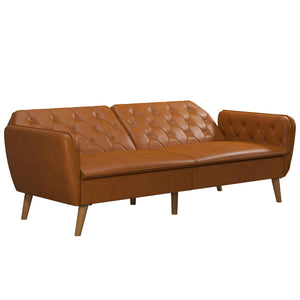 Novogratz Tallulah Memory Foam Futon Sofa Bed - Camel Faux Leather