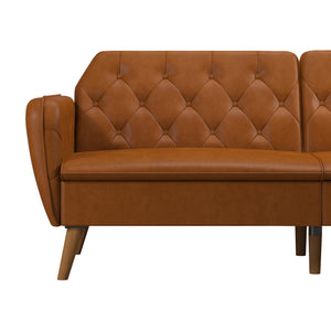 Novogratz Tallulah Memory Foam Futon Sofa Bed - Camel Faux Leather