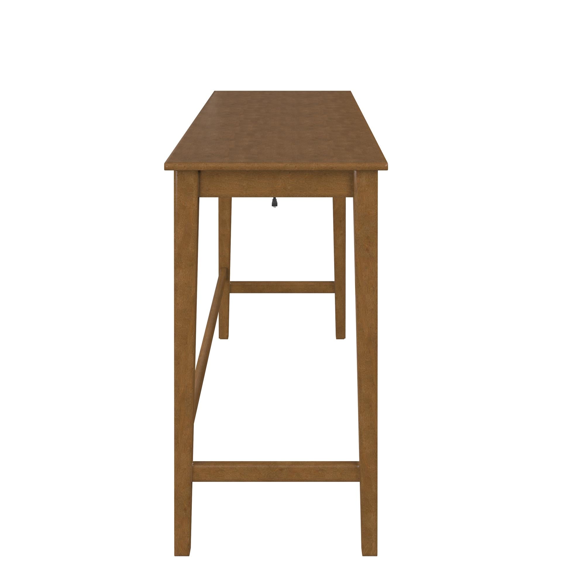 DHP Dallon Sofa Table with 3 Stools and USB Charger - Blonde Oak