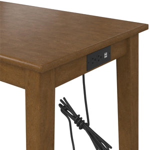 DHP Dallon Sofa Table with 3 Stools and USB Charger - Blonde Oak