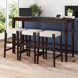DHP Dallon Sofa Table with 3 Stools and USB Charger - Espresso