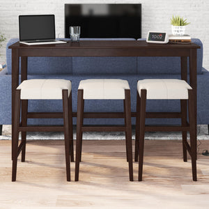 DHP Dallon Sofa Table with 3 Stools and USB Charger - Espresso