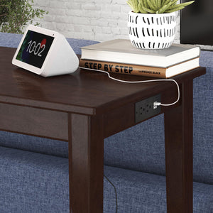 DHP Dallon Sofa Table with 3 Stools and USB Charger - Espresso
