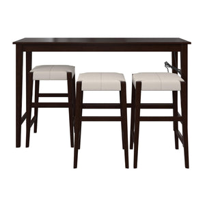 DHP Dallon Sofa Table with 3 Stools and USB Charger - Espresso
