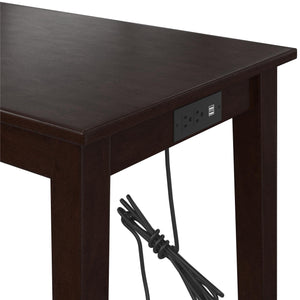 DHP Dallon Sofa Table with 3 Stools and USB Charger - Espresso