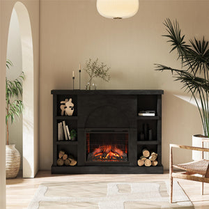 Mr. Kate Winston Fireplace Mantel with Built-in Bookshelves  - Black Plaster