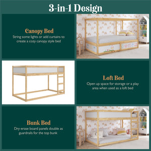 Max & Finn Saffiano Reversible 3-in-1 Kids' Bed - Natural - Twin