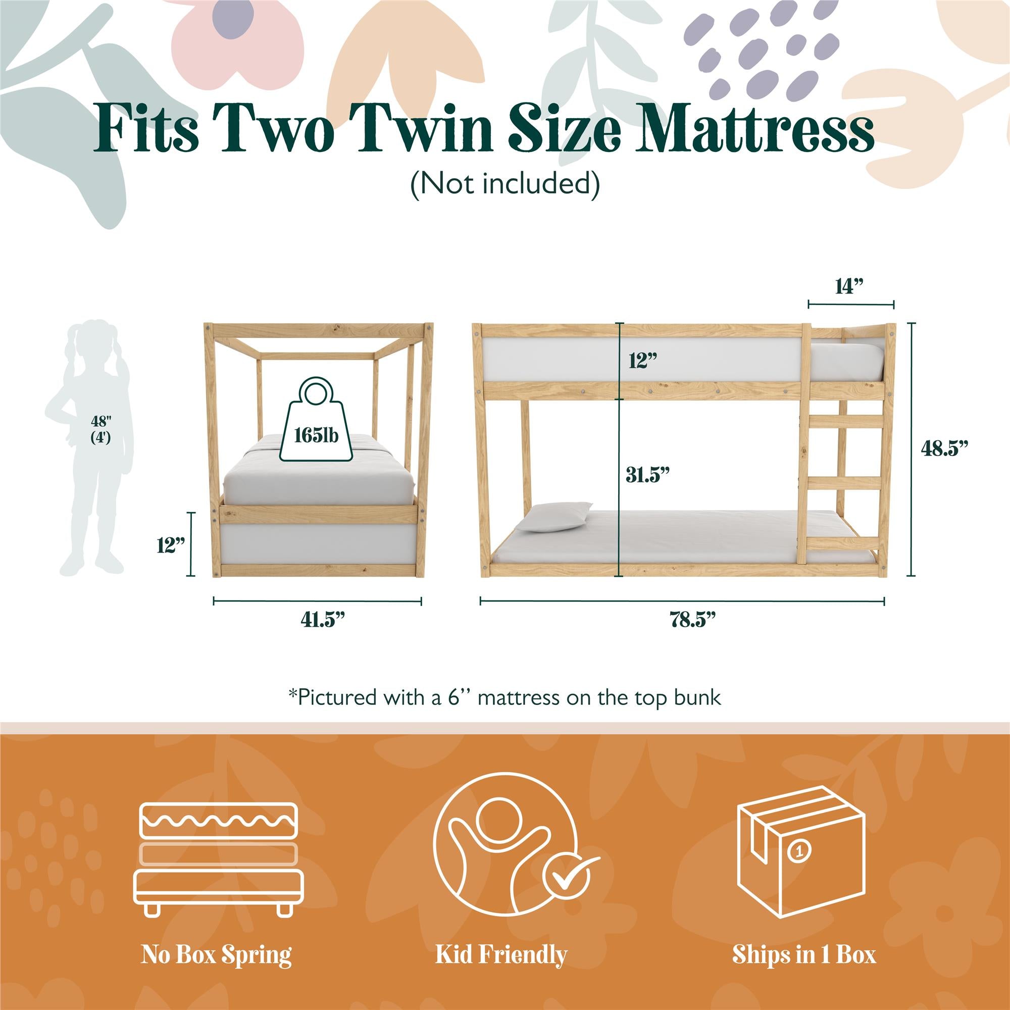 Max & Finn Saffiano Reversible 3-in-1 Kids' Bed - Natural - Twin
