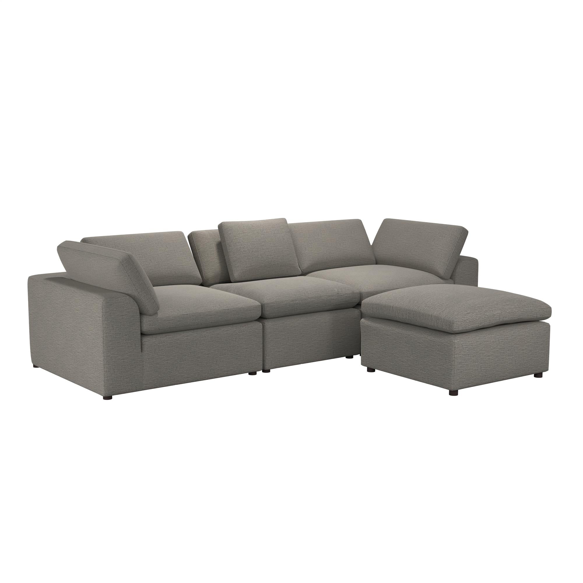 Cortney's Collection York 3 Seat Sofa and Ottoman Set - Taupe - 71” or More