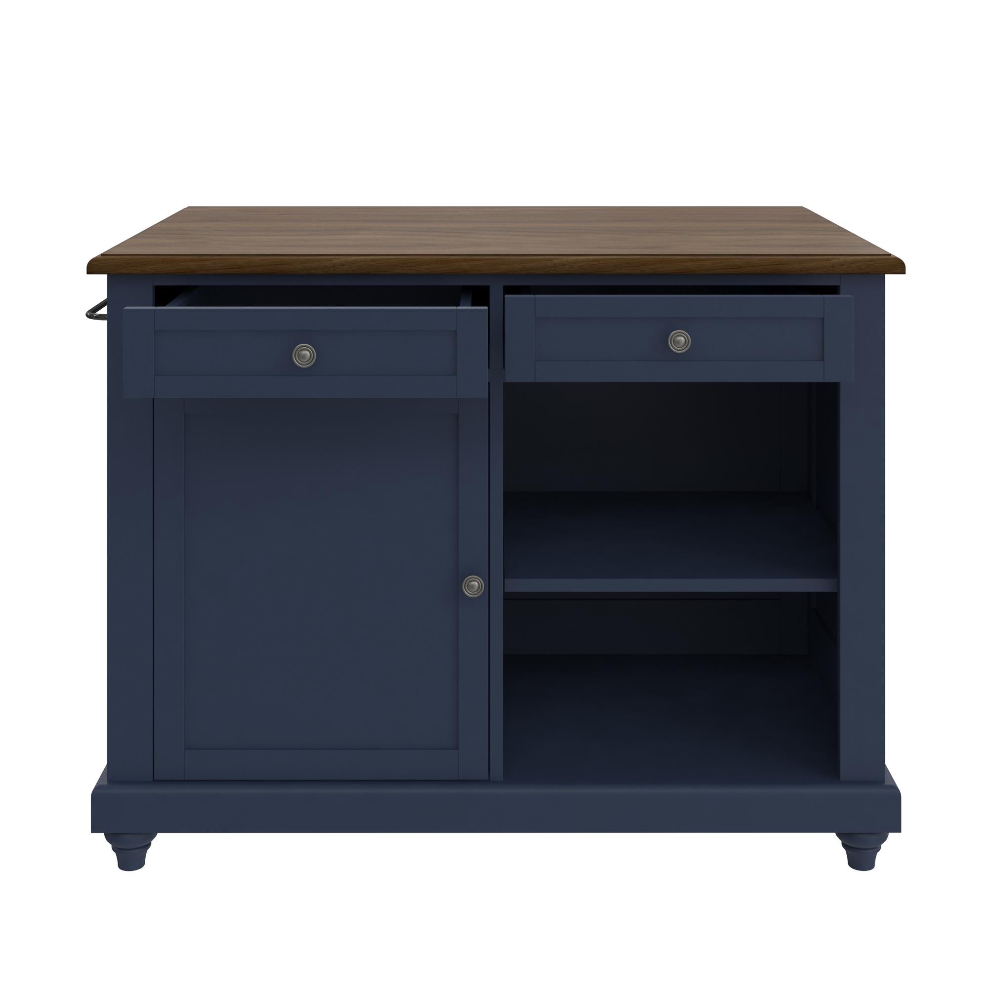DHP Kelsey Kitchen Island with 2 Stools - Blue